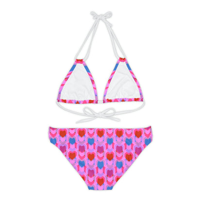 Strappy Bikini Set (AOP) Heart Print