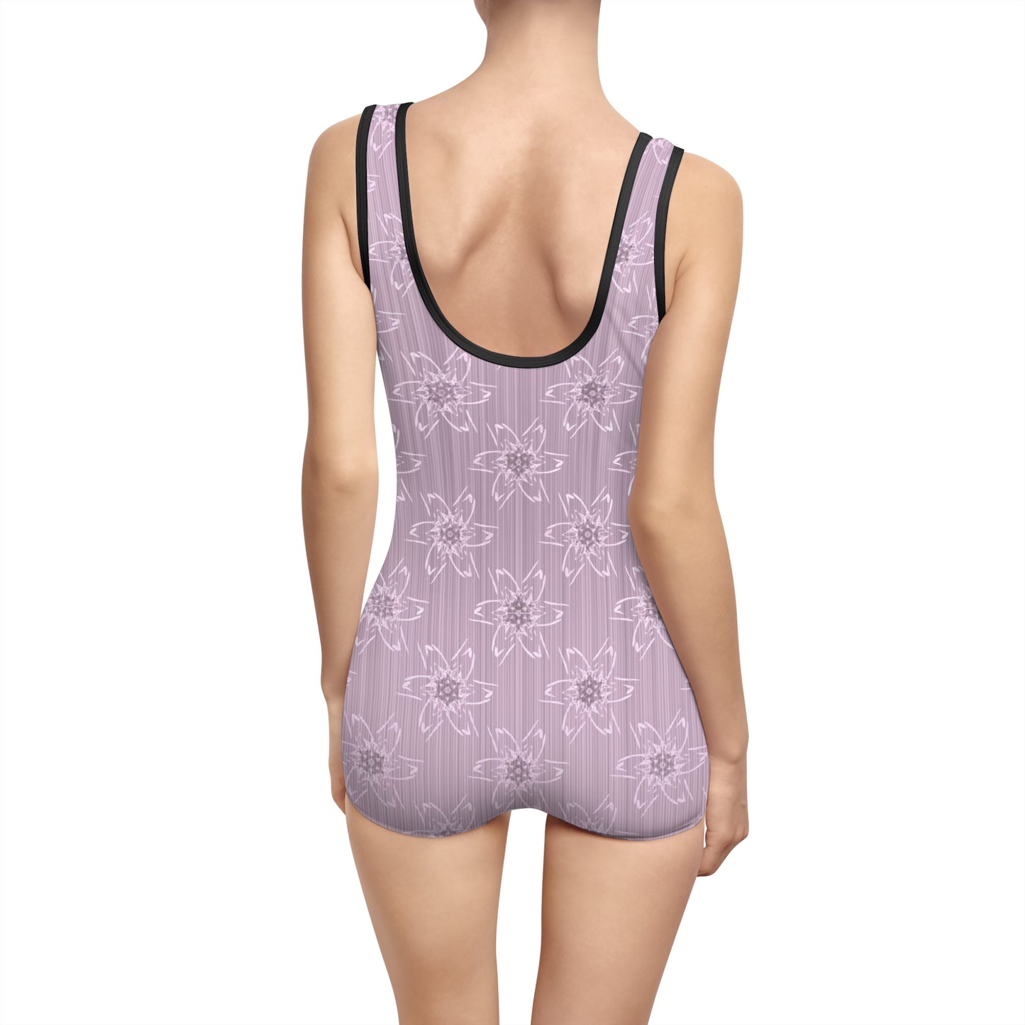 Women's Light Pink Floral Vintage Swimsuit (AOP)