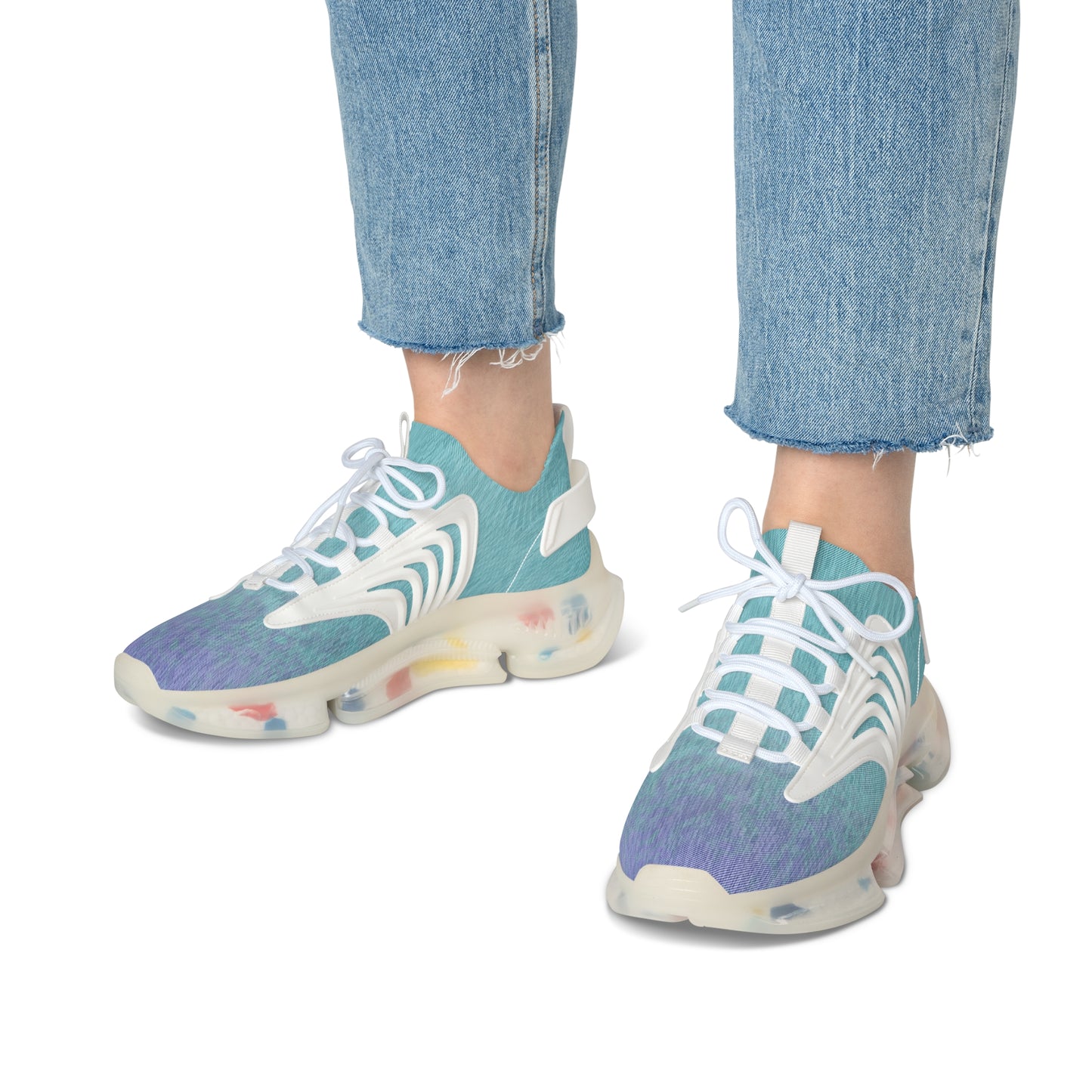 Women's Mesh Sneakers Two-Tone Blue & Lavender