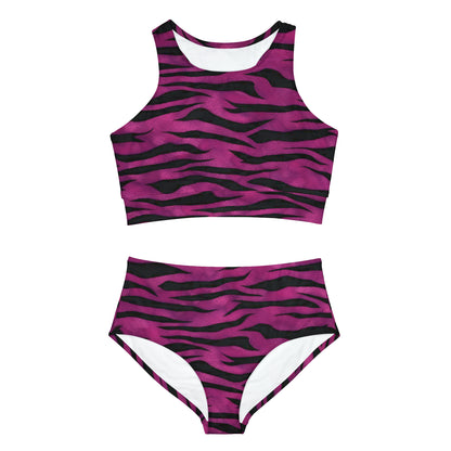 Sporty Bikini Set (AOP) Animal Print in Purple