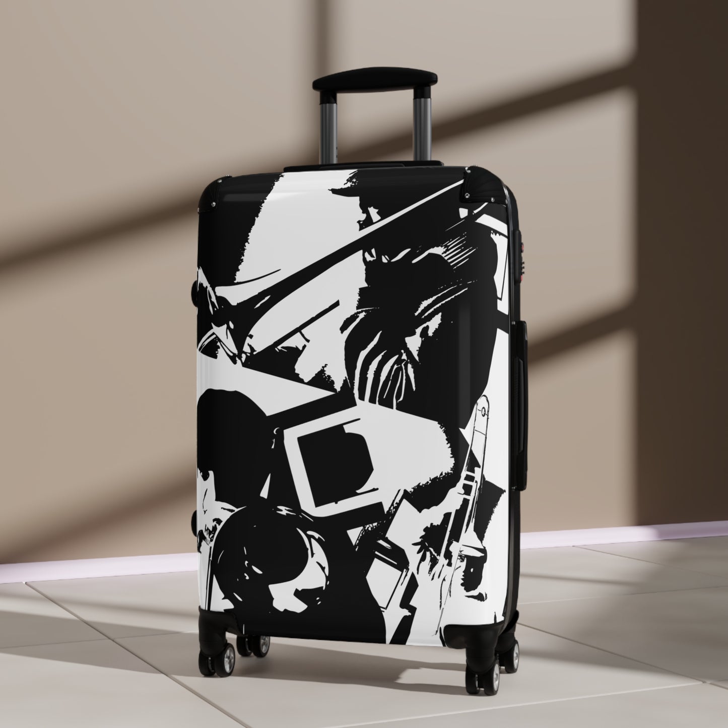 Suitcase Trombone Print Black & White