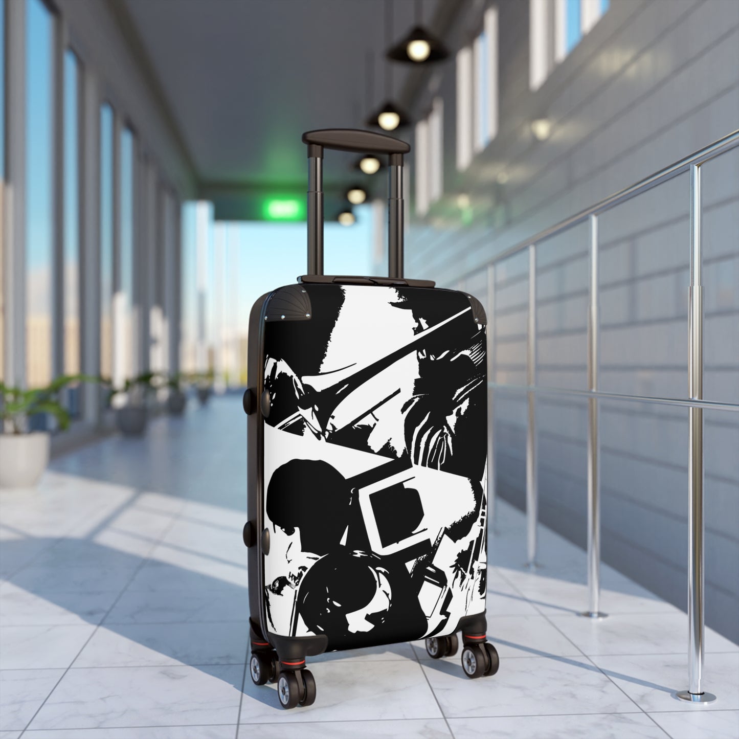 Suitcase Trombone Print Black & White