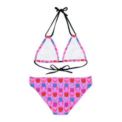 Strappy Bikini Set (AOP) Heart Print