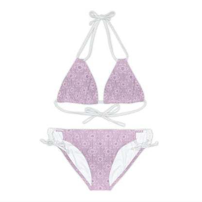 Light Pink Floral Strappy Bikini Set (AOP)