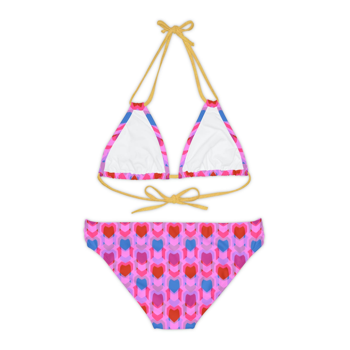 Strappy Bikini Set (AOP) Heart Print