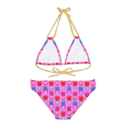 Strappy Bikini Set (AOP) Heart Print