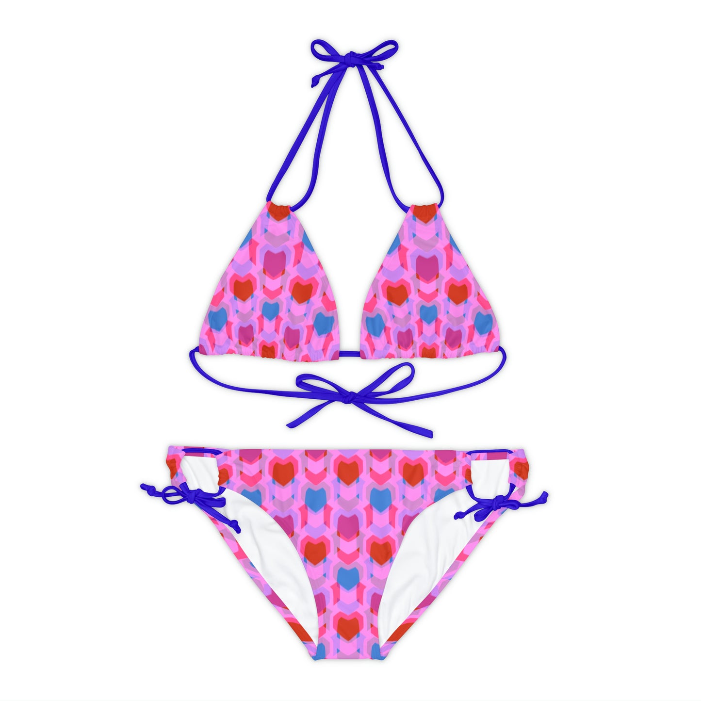 Strappy Bikini Set (AOP) Heart Print