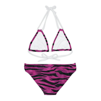 Strappy Bikini Set (AOP) Animal Print in Purple