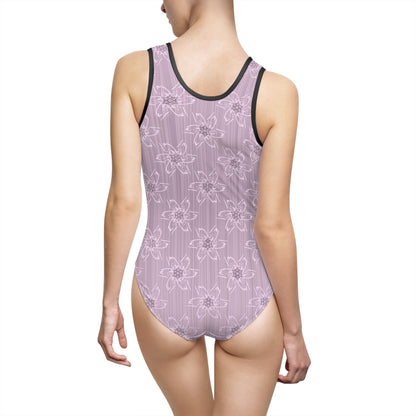 Women's Light Pink Floral Classic One-Piece Swimsuit (AOP)