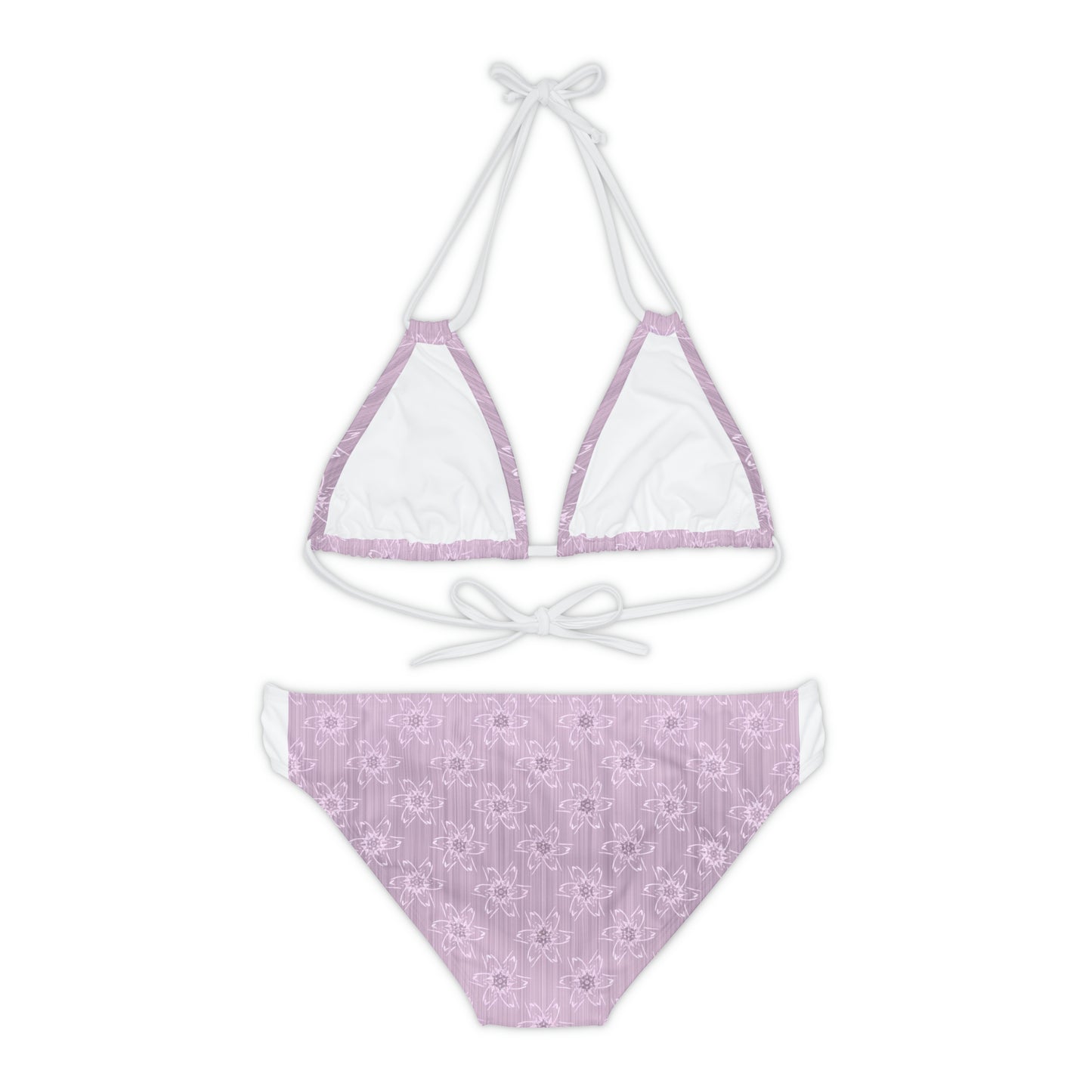 Light Pink Floral Strappy Bikini Set (AOP)