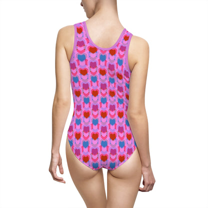 Women's Classic One-Piece Swimsuit (AOP) Heart Print