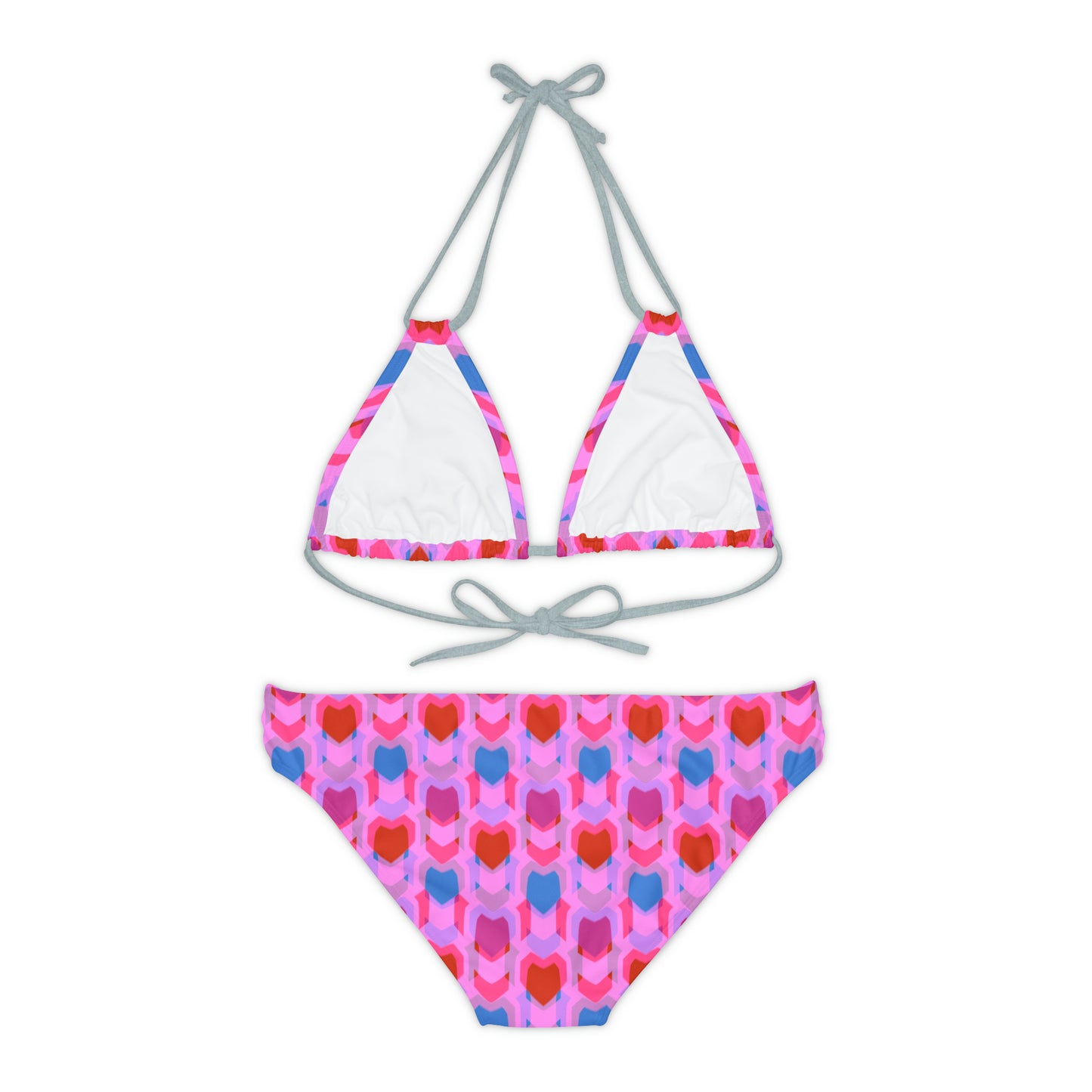 Strappy Bikini Set (AOP) Heart Print