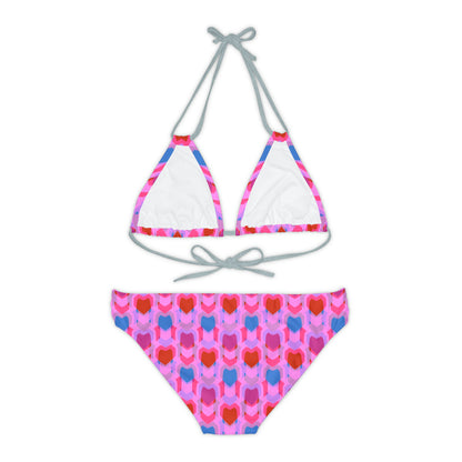 Strappy Bikini Set (AOP) Heart Print