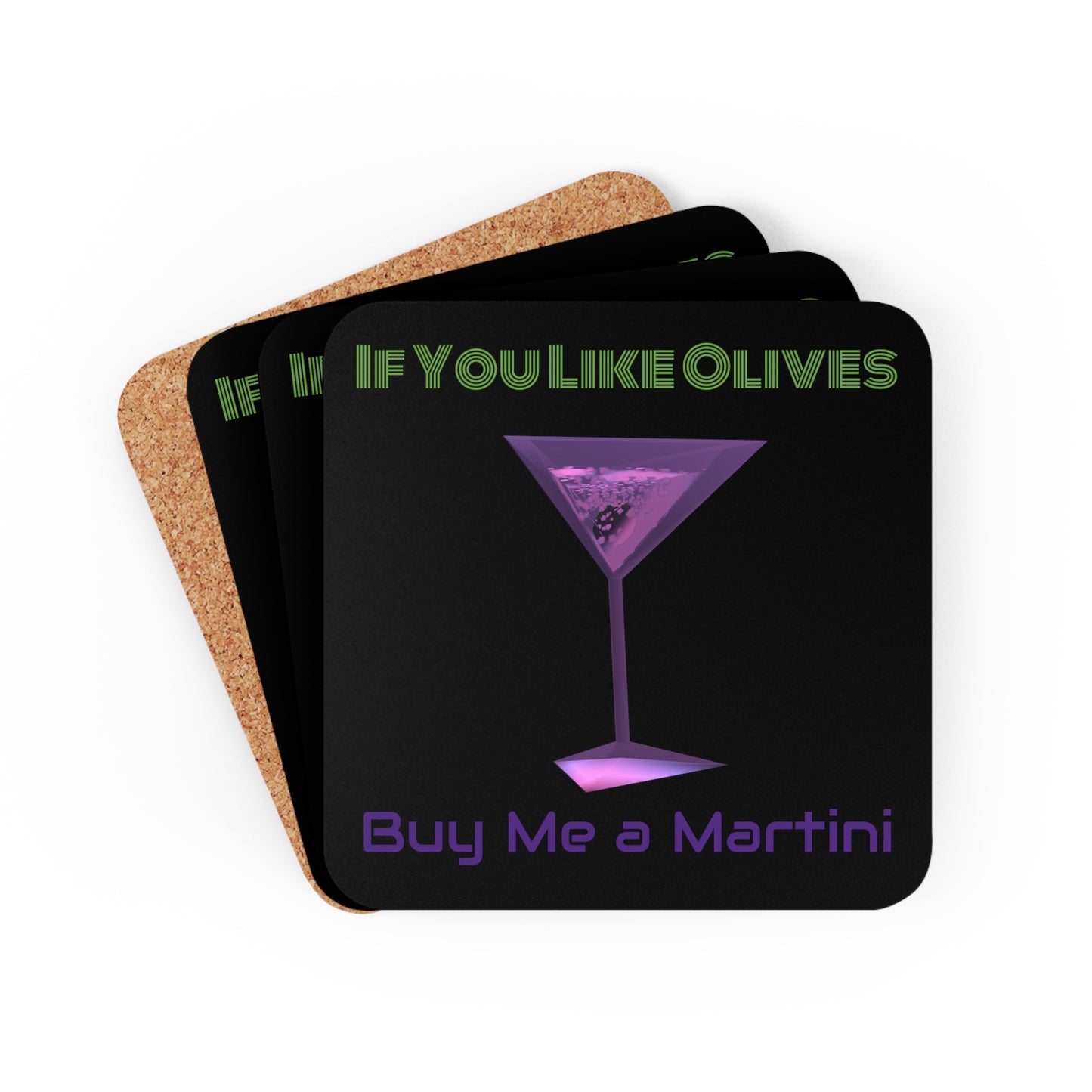 Corkwood Coaster Set - Buy Me a Martini 4 Pack