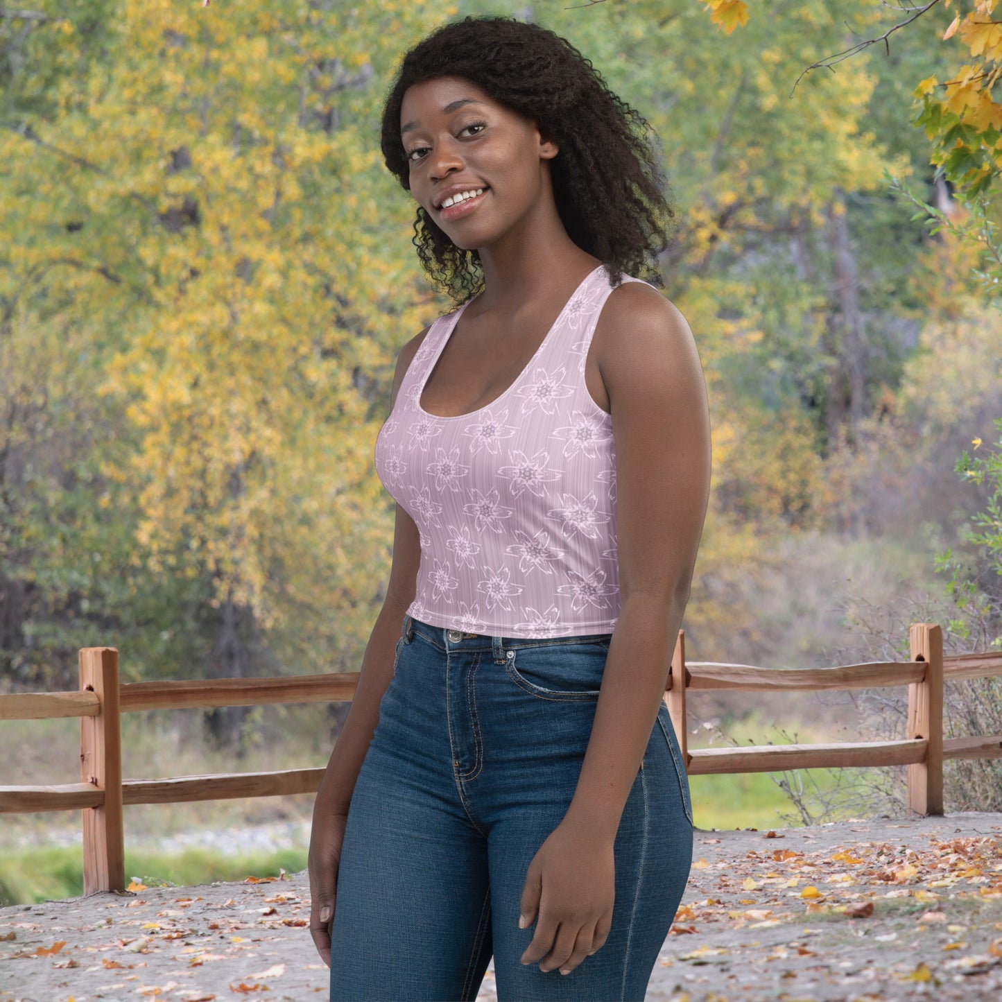 Women's Light Pink Floral Crop Top