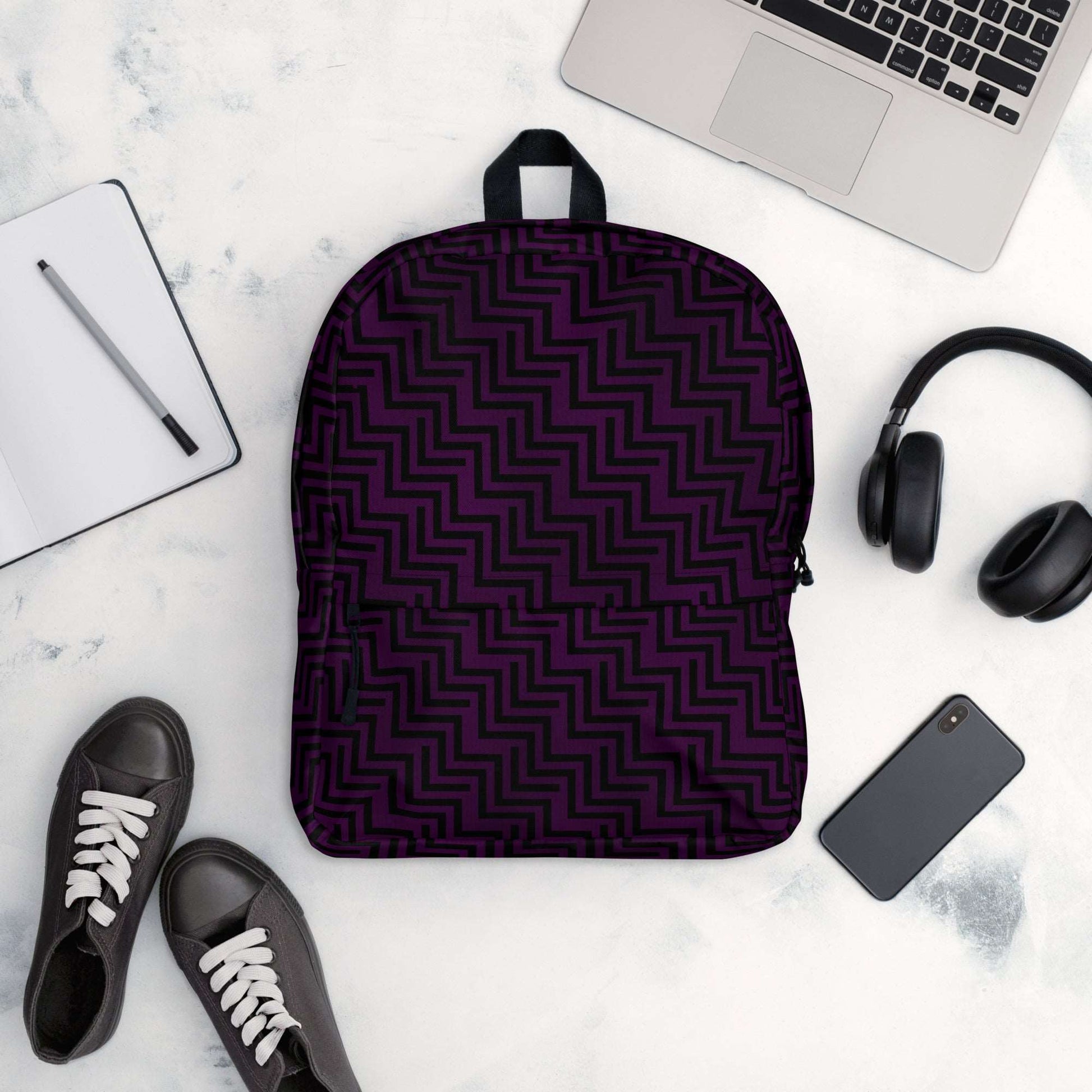 Backpack Purple & Black Zig Zag Print