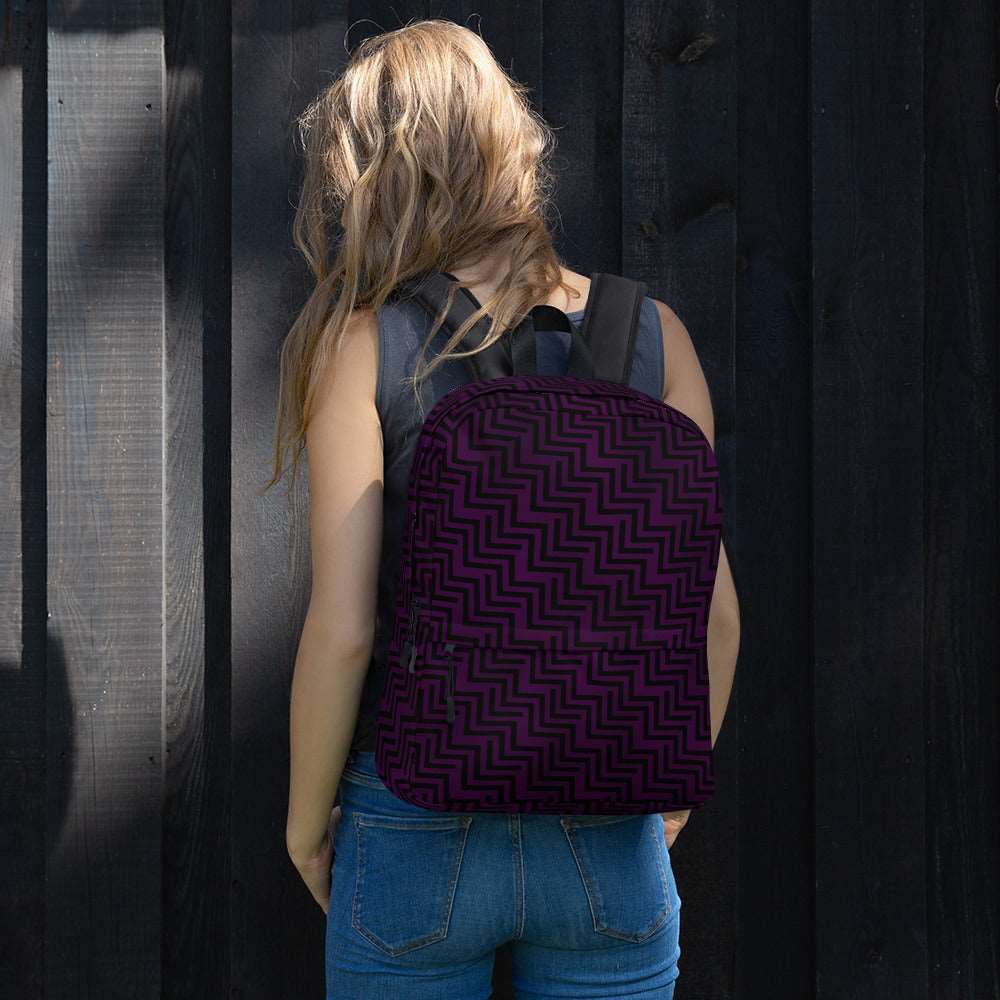 Backpack Purple & Black Zig Zag Print