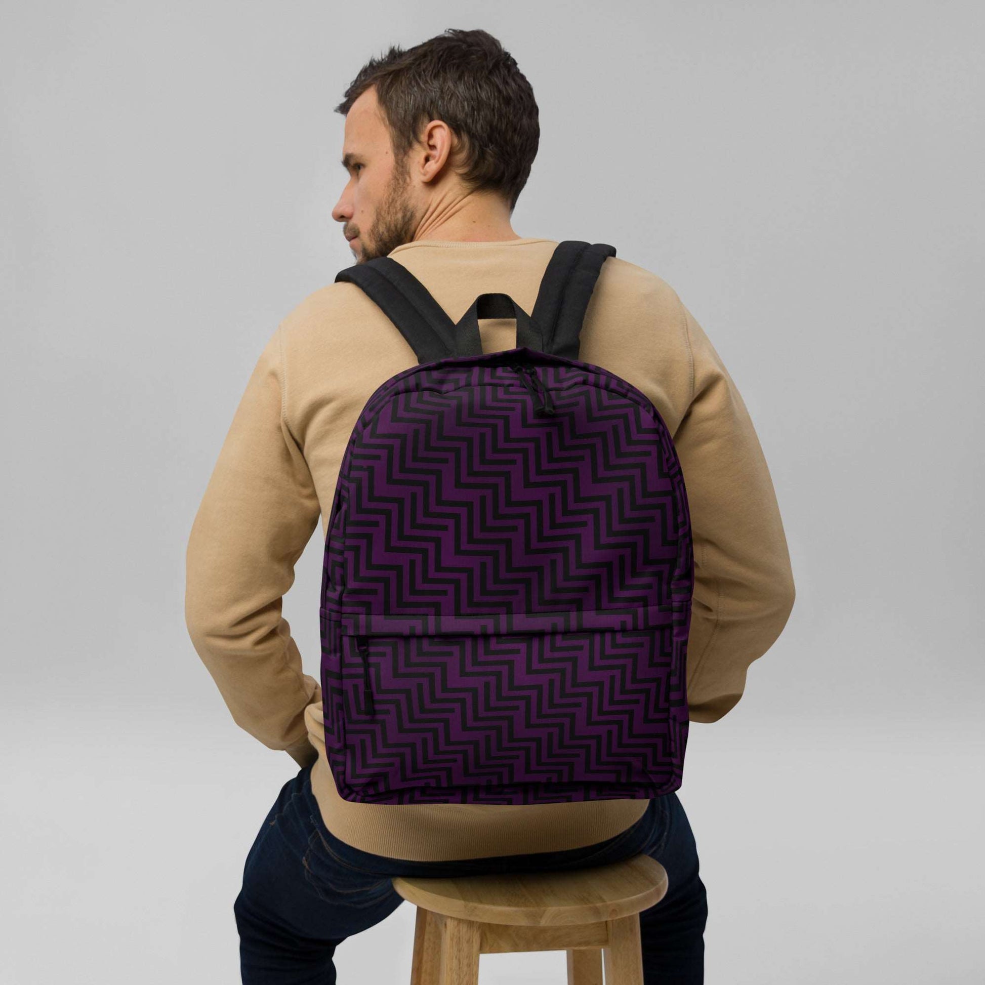 Backpack Purple & Black Zig Zag Print