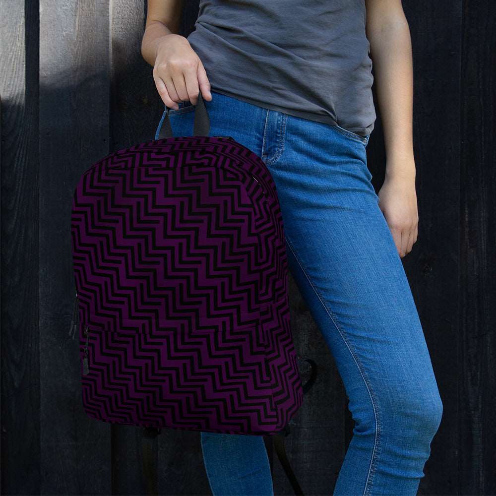 Backpack Purple & Black Zig Zag Print