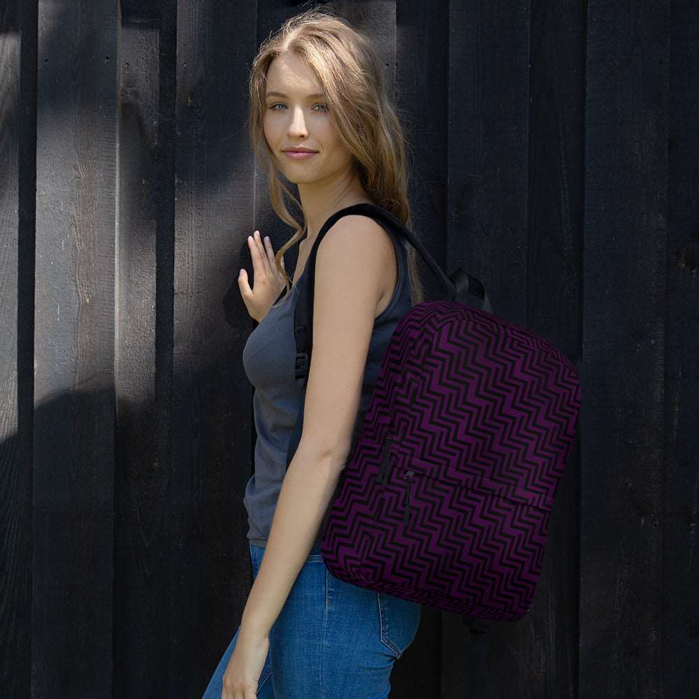 Backpack Purple & Black Zig Zag Print