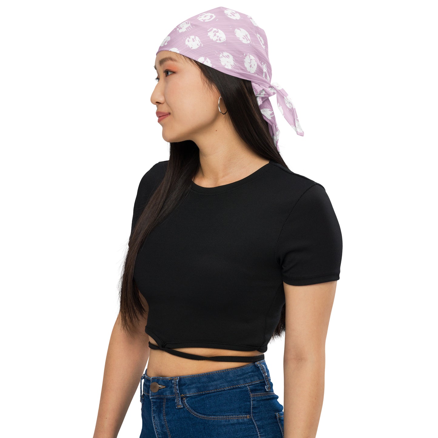 White Polka Dot Pink Bandana