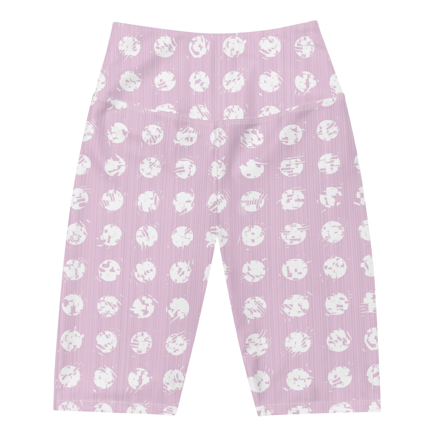 Women's White Polka Dot Pink Biker Shorts