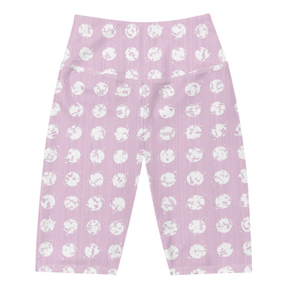 Women's White Polka Dot Pink Biker Shorts