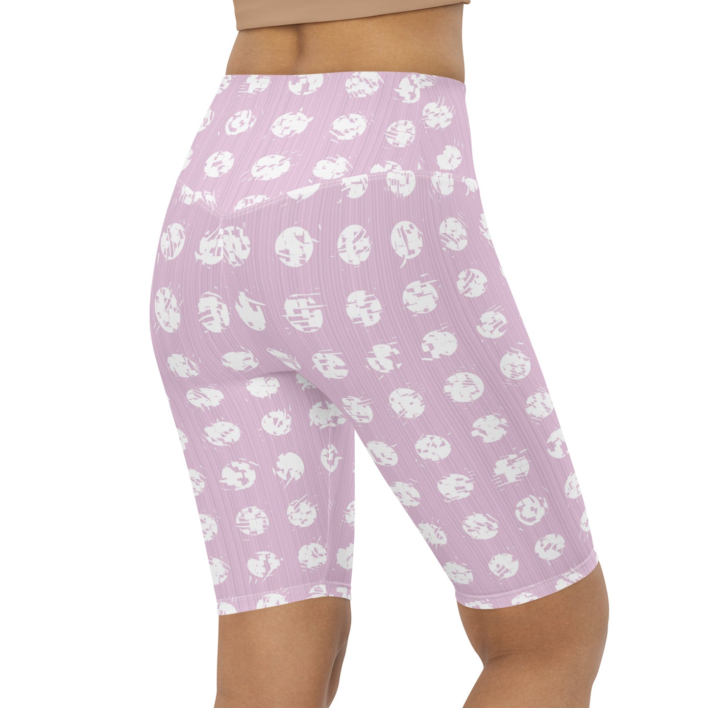 Women's White Polka Dot Pink Biker Shorts