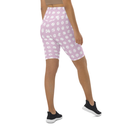 Women's White Polka Dot Pink Biker Shorts