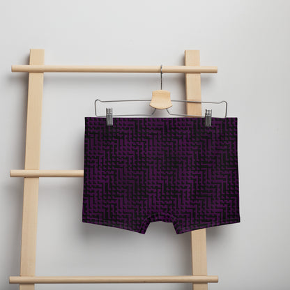 Men's Boxer Briefs Black & Purple Houndstooth-Gingham Mix