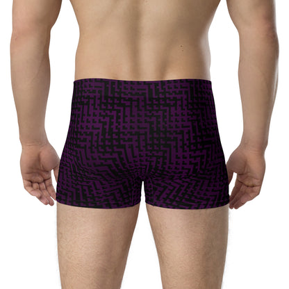 Men's Boxer Briefs Black & Purple Houndstooth-Gingham Mix