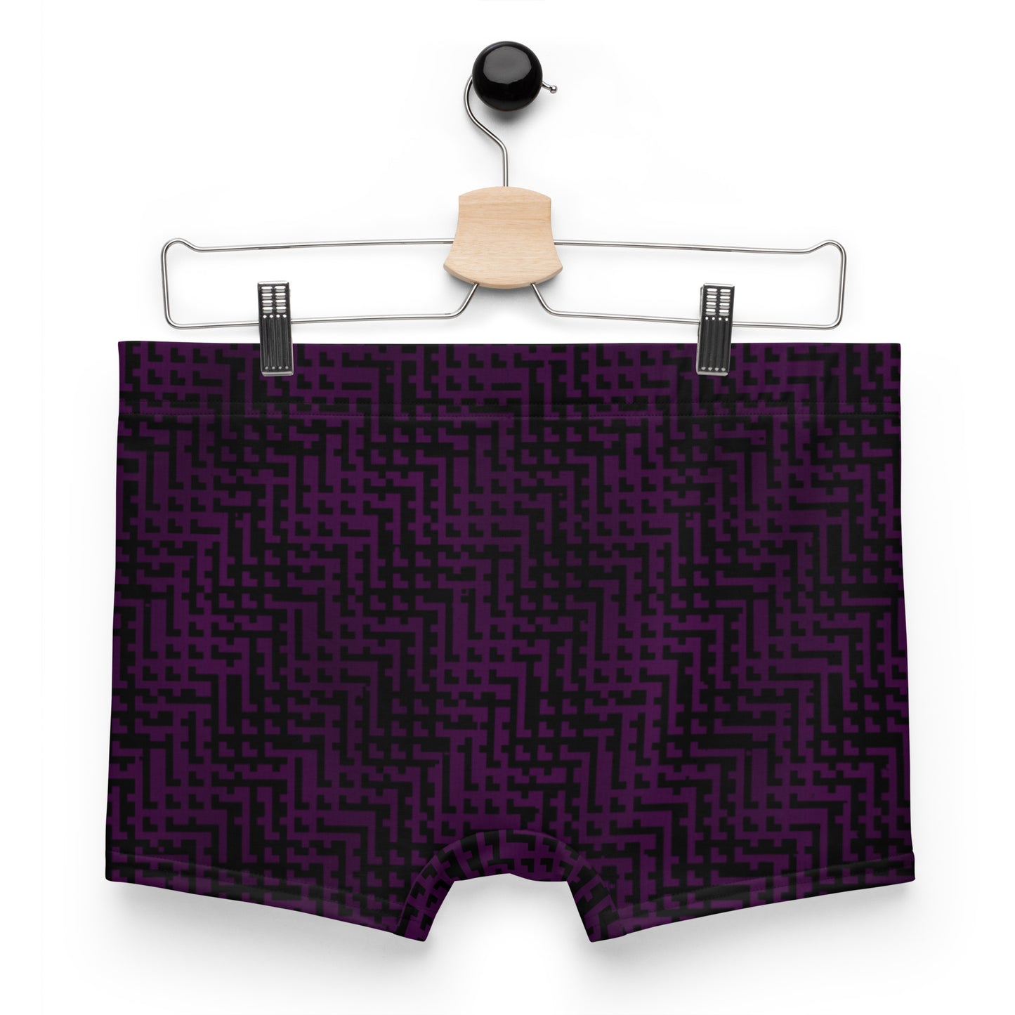 Men's Boxer Briefs Black & Purple Houndstooth-Gingham Mix