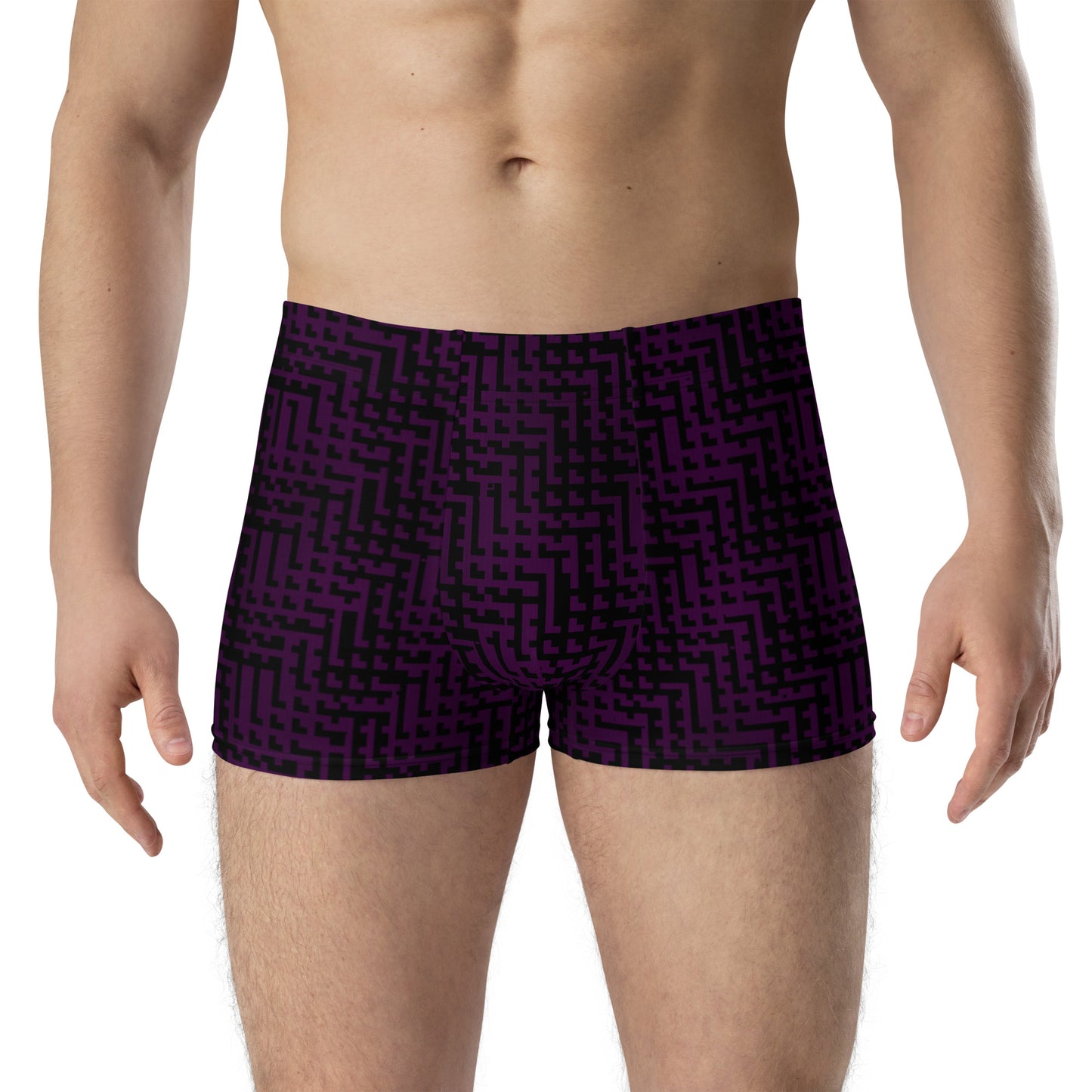 Men's Boxer Briefs Black & Purple Houndstooth-Gingham Mix