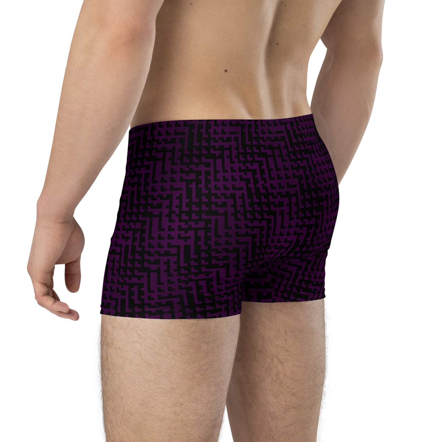 Men's Boxer Briefs Black & Purple Houndstooth-Gingham Mix