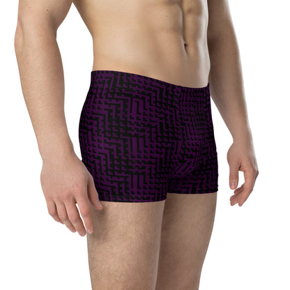 Men's Boxer Briefs Black & Purple Houndstooth-Gingham Mix