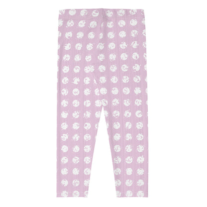 Women's White Polka Dot Pink Capri Leggings