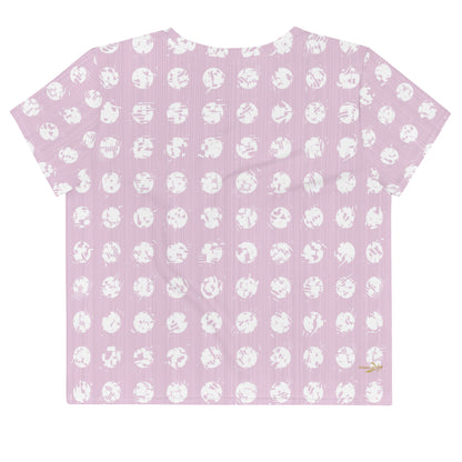 Women's White Polka Dot Pink Crop Tee