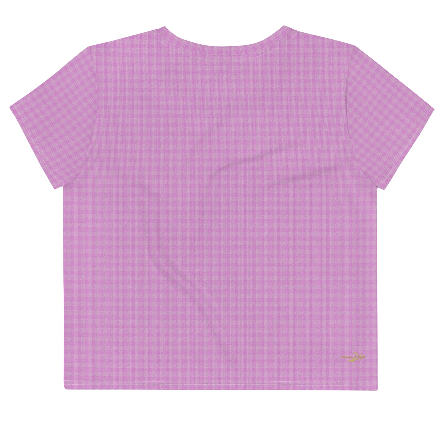 Women's Crop Tee Pink Houndstooth-Gingham Mix