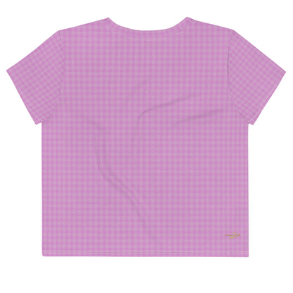 Women's Crop Tee Pink Houndstooth-Gingham Mix