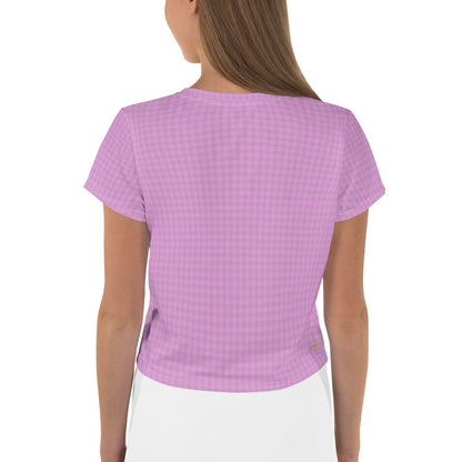 Women's Crop Tee Pink Houndstooth-Gingham Mix