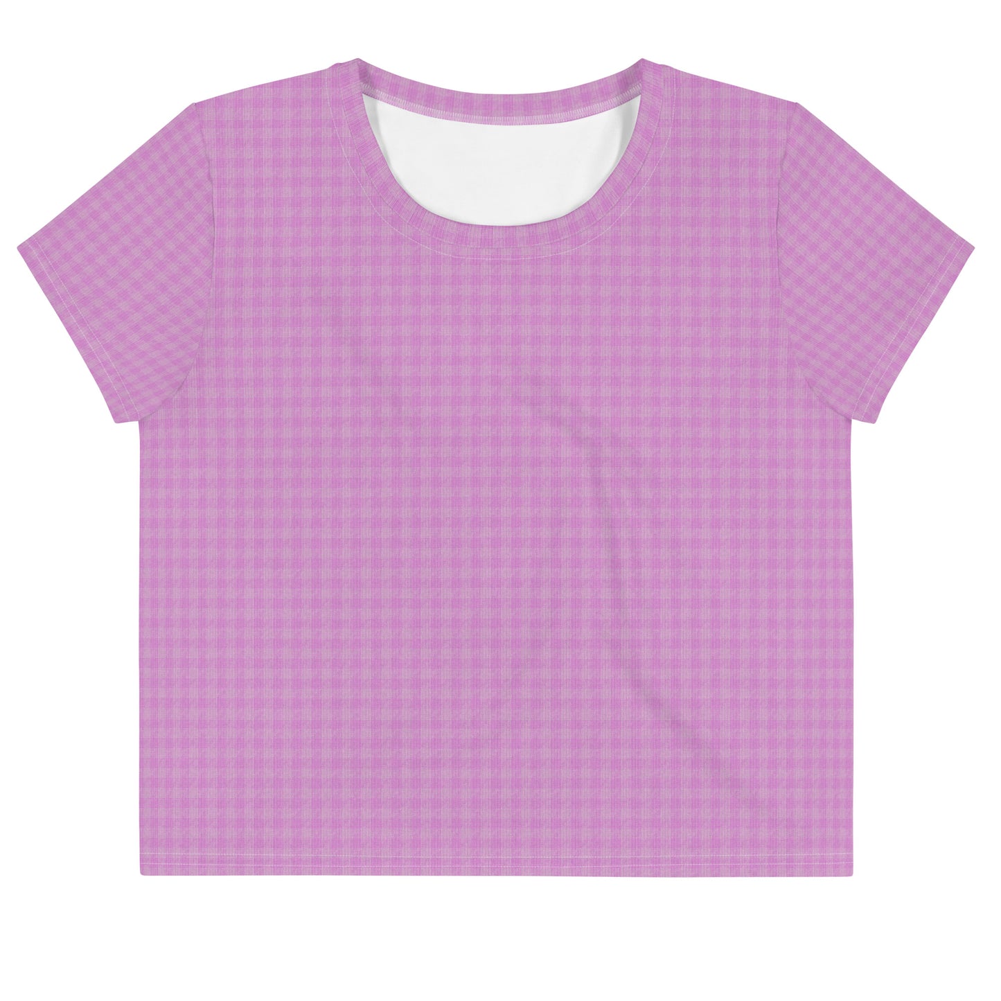 Women's Crop Tee Pink Houndstooth-Gingham Mix