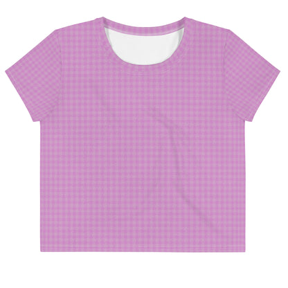 Women's Crop Tee Pink Houndstooth-Gingham Mix