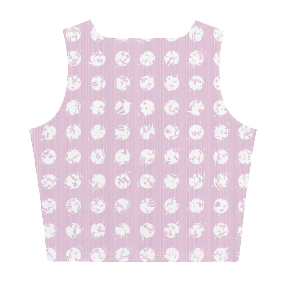 Women's White Polka Dot Pink Crop Top