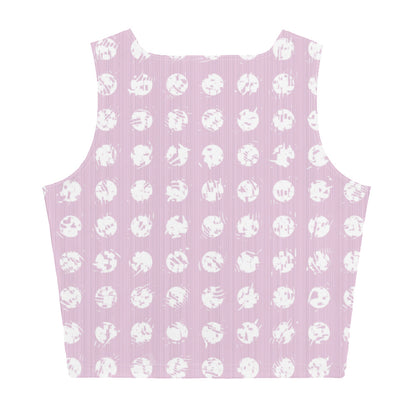 Women's White Polka Dot Pink Crop Top