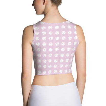 Women's White Polka Dot Pink Crop Top