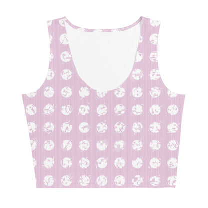 Women's White Polka Dot Pink Crop Top