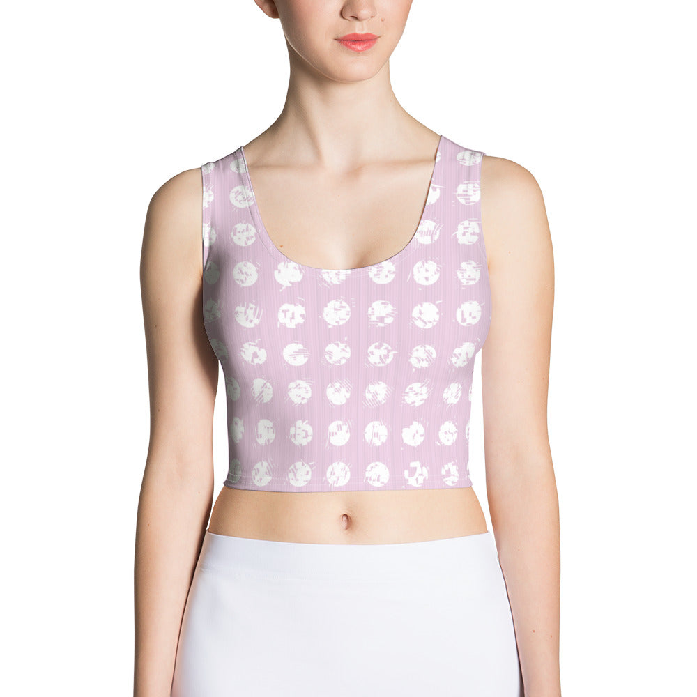 Women's White Polka Dot Pink Crop Top