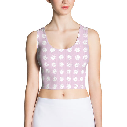 Women's White Polka Dot Pink Crop Top