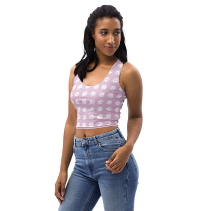 Women's White Polka Dot Pink Crop Top