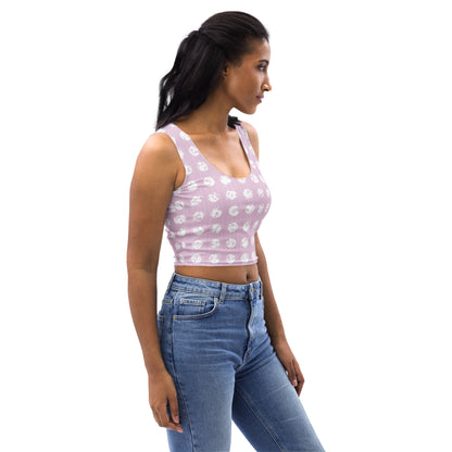 Women's White Polka Dot Pink Crop Top